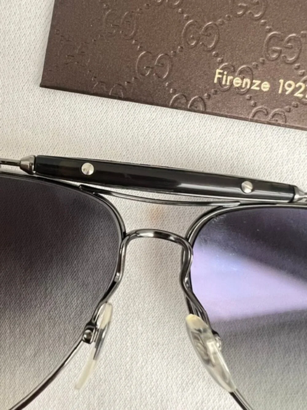 Gucci Silver Gradient Aviator Sunglasses